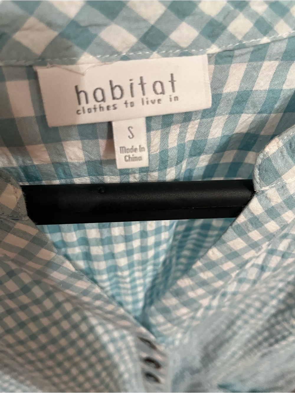 Habitat Teal and White Gingham Shirt - Picture 3 of 4